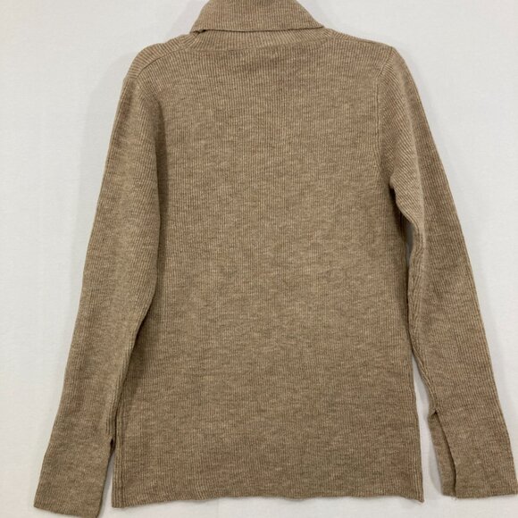 New Easel Medium Light Brown Turtle Neck Cozy Long Sleeve Neutral Sweater - Picture 9 of 11